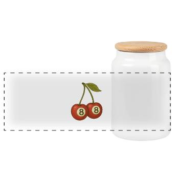 Cherry 8 Ball Retro Pool Vibes Design - Panoramic Cookie Jar with Wooden Lid - white - Front