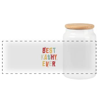 Meilleur Kathy Jamais Prénom Texte Rétro Cadeau - Boîte à biscuits avec couvercle en bois - blanc - Devant