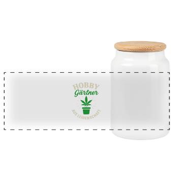 Hobby gardener with a passion for plants - Panoramic Cookie Jar with Wooden Lid - white - Front