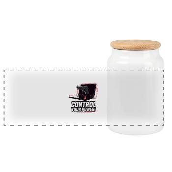 CONTROL YOUR POWER - Panoramic Cookie Jar with Wooden Lid - white - Front