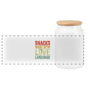 Snacks Are My Love Language - Panorama Keksdose mit Holzdeckel - Weiß - Vorne