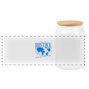 Rostock Home Football Gift - Panoramic Cookie Jar with Wooden Lid - white - Front