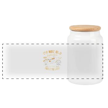 Birthday 1983 Vintage September 1983 Gift - Panoramic Cookie Jar with Wooden Lid - white - Front