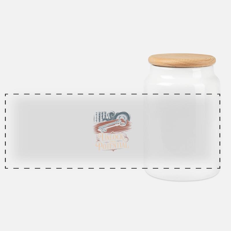 UNLOCK YOUR POTENTIAL - Panoramic Cookie Jar with Wooden Lid - white