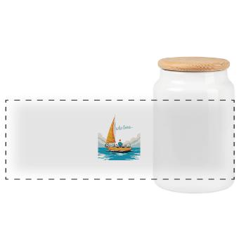 Just a Guy who loves Sailing – Segel Design - Panorama Keksdose mit Holzdeckel - Weiß - Vorne