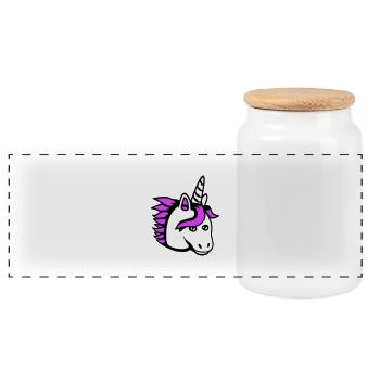 Licorne fille assez sympathique dessin animé cheval - Boîte à biscuits avec couvercle en bois - blanc - Devant