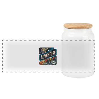 ASTRONAUT ADVENTURE - Panoramic Cookie Jar with Wooden Lid - white - Front