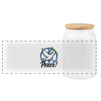 Peacegull – The North German Dove of Peace - Panoramic Cookie Jar with Wooden Lid - white - Front