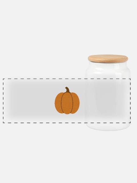 Kürbis Illustration für Herbstmode - Panorama Keksdose mit Holzdeckel - Weiß