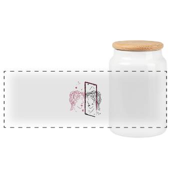 Abstraktes Spiegelbild Porträt Design - Panorama Keksdose mit Holzdeckel - Weiß - Vorne