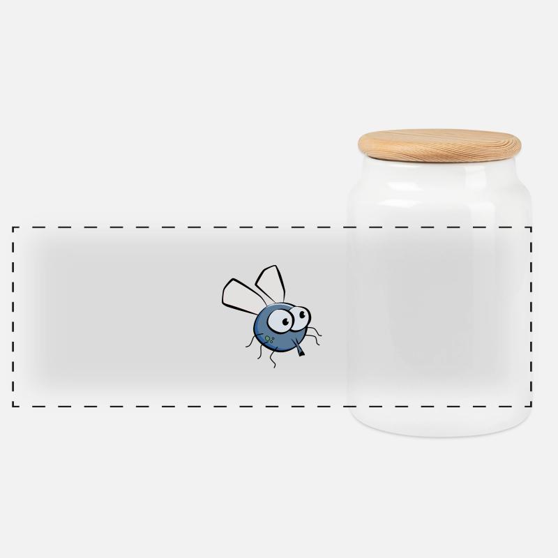 fly - Panoramic Cookie Jar with Wooden Lid - white
