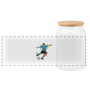 Kicker in a splash of color soccer player - Panoramic Cookie Jar with Wooden Lid - white - Front