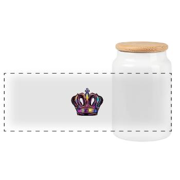 Couronne - Boîte à biscuits avec couvercle en bois - blanc - Devant