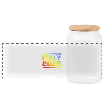 Italy 2025 Colorful - Panoramic Cookie Jar with Wooden Lid - white - Front
