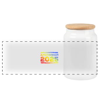 Amsterdam 2025 Colorful - Panoramic Cookie Jar with Wooden Lid - white - Front