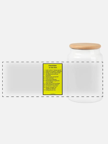 Checkliste Segelflugzeug - Panorama Keksdose mit Holzdeckel - Weiß