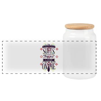 shirt, design, t-shirt - Panoramic Cookie Jar with Wooden Lid - white - Front
