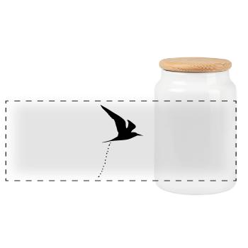Bird of prey Bird shit bird poop shit 2c - Panoramic Cookie Jar with Wooden Lid - white - Front