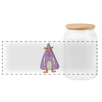 Lustiges Lila Monster Halloween Fantasie Horror - Panorama Keksdose mit Holzdeckel - Weiß - Vorne