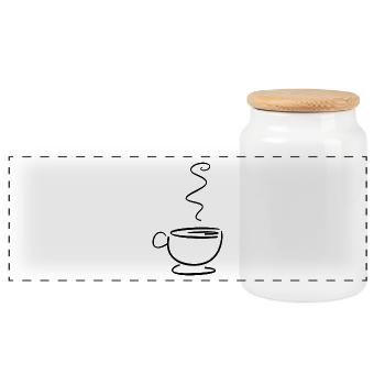 coffee - Panoramic Cookie Jar with Wooden Lid - white - Front