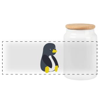 Baby Pinguin - Panorama Keksdose mit Holzdeckel - Weiß - Vorne