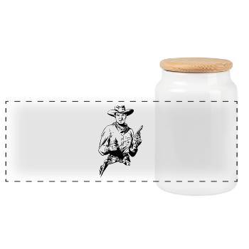 cow-boy - Boîte à biscuits avec couvercle en bois - blanc - Devant