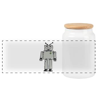Roboter - Panorama Keksdose mit Holzdeckel - Weiß - Vorne