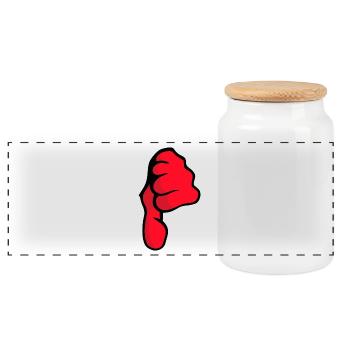 pouces vers le bas - Boîte à biscuits avec couvercle en bois - blanc - Devant