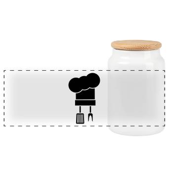 chef's Hat - Panoramic Cookie Jar with Wooden Lid - white - Front