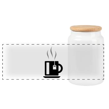 Cup of tea with tea bag - Panoramic Cookie Jar with Wooden Lid - white - Front