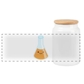 Kawaii orange substance cadeau idée - Boîte à biscuits avec couvercle en bois - blanc - Devant