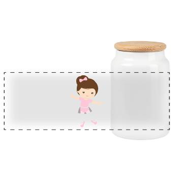 Mädchen Ballerina Ballett Cartoon - Panorama Keksdose mit Holzdeckel - Weiß - Vorne