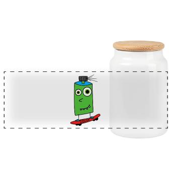 Board sprayer - Panoramic Cookie Jar with Wooden Lid - white - Front