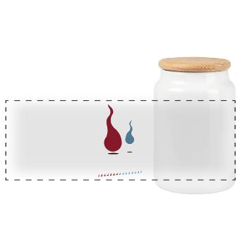 Soul Ghost Spirit GHOST's | Red and blue - Panoramic Cookie Jar with Wooden Lid - white - Front
