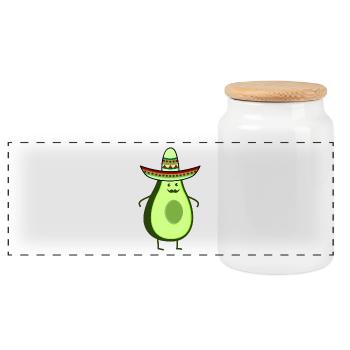 Funny mexico avocado - Panoramic Cookie Jar with Wooden Lid - white - Front