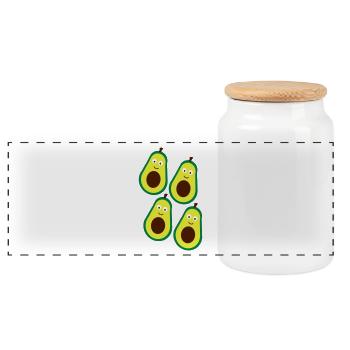 Avocat cadeau végétalien anniversaire bébé - Boîte à biscuits avec couvercle en bois - blanc - Devant