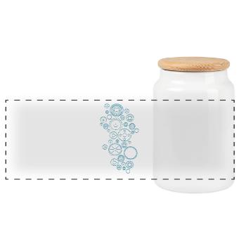 Gears - Panoramic Cookie Jar with Wooden Lid - white - Front