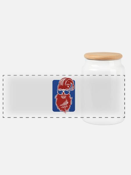 Kopf des Todes Hipster bärtiger Schädel Kran Design Fant - Panorama Keksdose mit Holzdeckel - Weiß