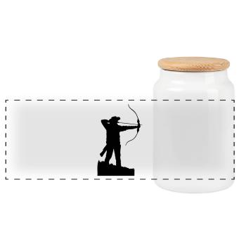 Bowmen - Panoramic Cookie Jar with Wooden Lid - white - Front