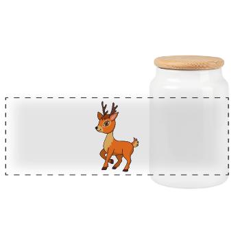 Reindeer Deer Deer Antler Roebuck Deer Wild - Panoramic Cookie Jar with Wooden Lid - white - Front