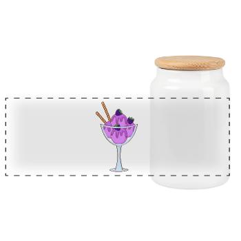 Ice cream ice cream ice cream ice cream ball ice cream sundae - Panoramic Cookie Jar with Wooden Lid - white - Front