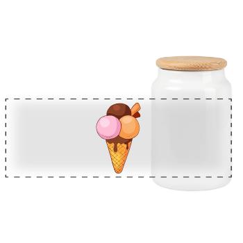 Ice cream ice cream ice cream ice cream ball ice cream sundae - Panoramic Cookie Jar with Wooden Lid - white - Front