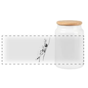 80s climbing motif - Panoramic Cookie Jar with Wooden Lid - white - Front