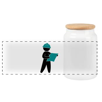 An engineer at a construction site - Panoramic Cookie Jar with Wooden Lid - white - Front