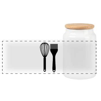 to bake - Panoramic Cookie Jar with Wooden Lid - white - Front