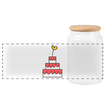 HAPPY BIRTHDAY. HAPPY BIRTHDAY. ANNIVERSARY. - Panoramic Cookie Jar with Wooden Lid - white - Front