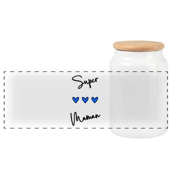 MAMAN. FÊTE DES MÈRES. BONNE FÊTE MAMAN. JE T'AIME - Boîte à biscuits avec couvercle en bois - blanc - Devant