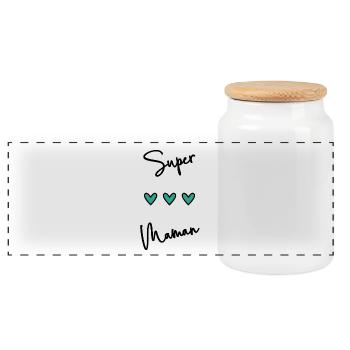 MAMAN. FÊTE DES MÈRES. BONNE FÊTE MAMAN. JE T'AIME - Boîte à biscuits avec couvercle en bois - blanc - Devant