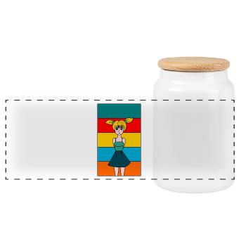 FEMME. FILLE. ADOLESCENT. JOURNEE DE LA FEMME - Boîte à biscuits avec couvercle en bois - blanc - Devant