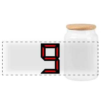 9 YEARS. 9th ANNIVERSARY. BIRTHDAY 9 YEARS. 9 - Panoramic Cookie Jar with Wooden Lid - white - Front